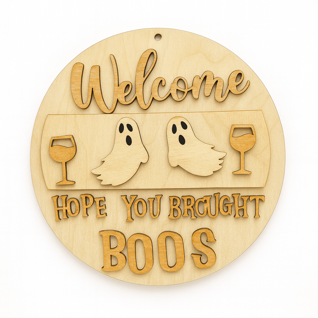14" Laser Cut Wooden Door Hanger Kit - Welcome Boo's - Counter Culture DIY