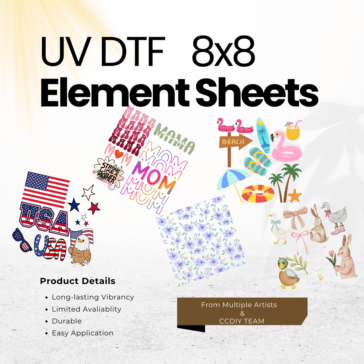 UV DTF Decal Element Sheets: Artist Series
