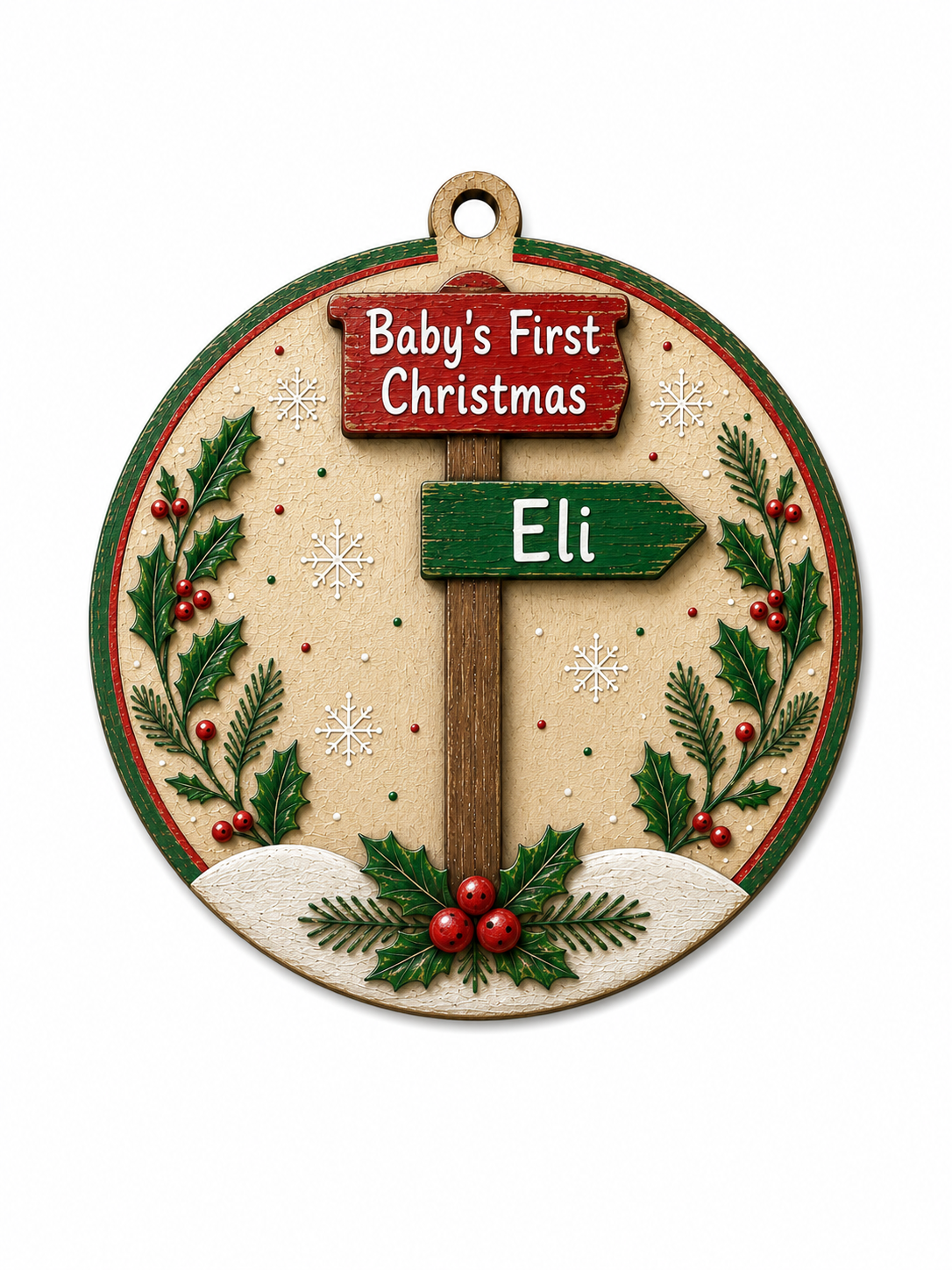 North Pole sign paintable Christmas ornament blank, 3 inches wide, alternate view 8