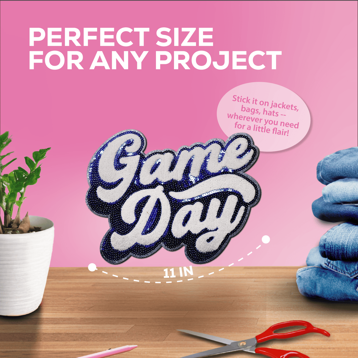 Game Day Blue Chenille Patch - Counter Culture DIY