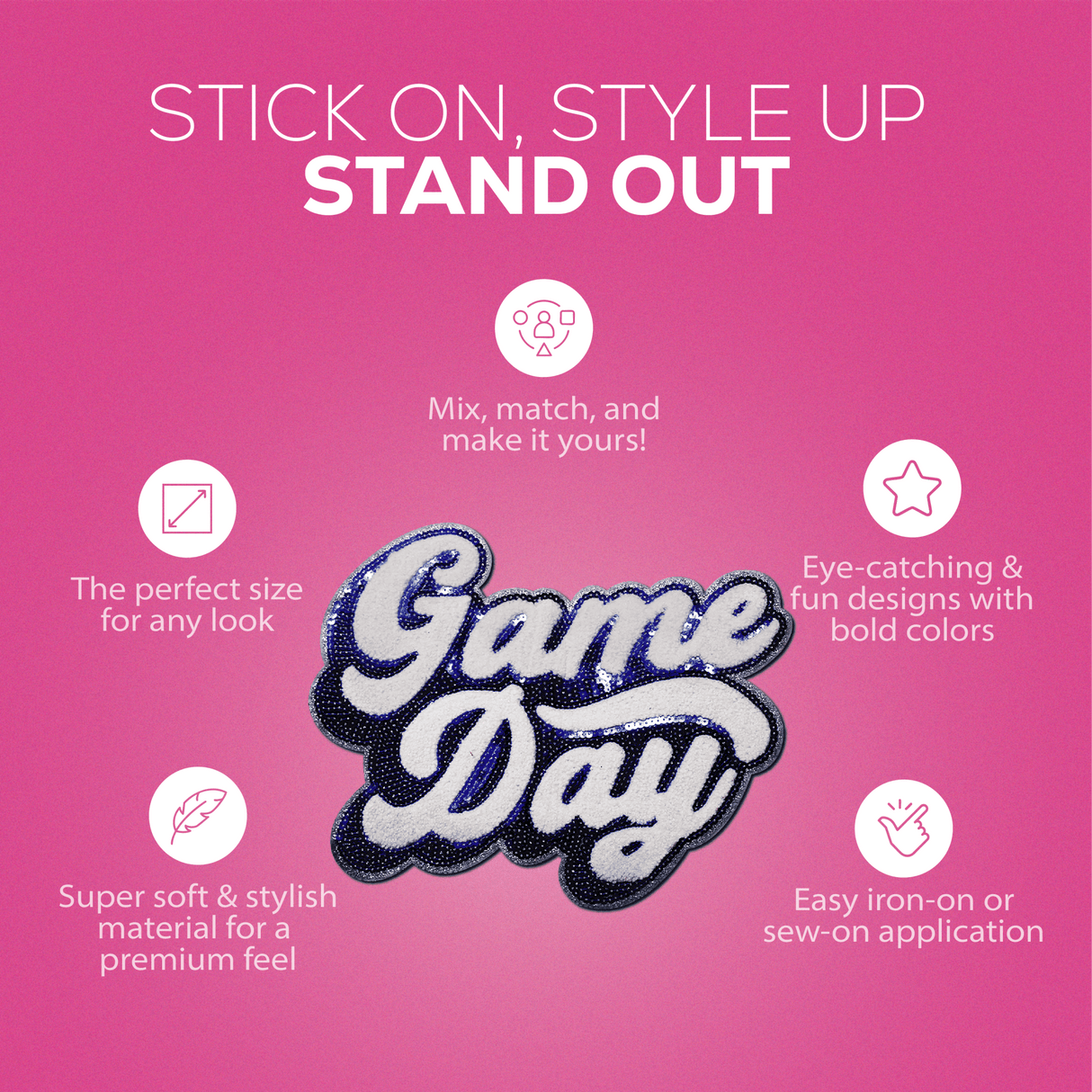 Game Day Blue Chenille Patch - Counter Culture DIY