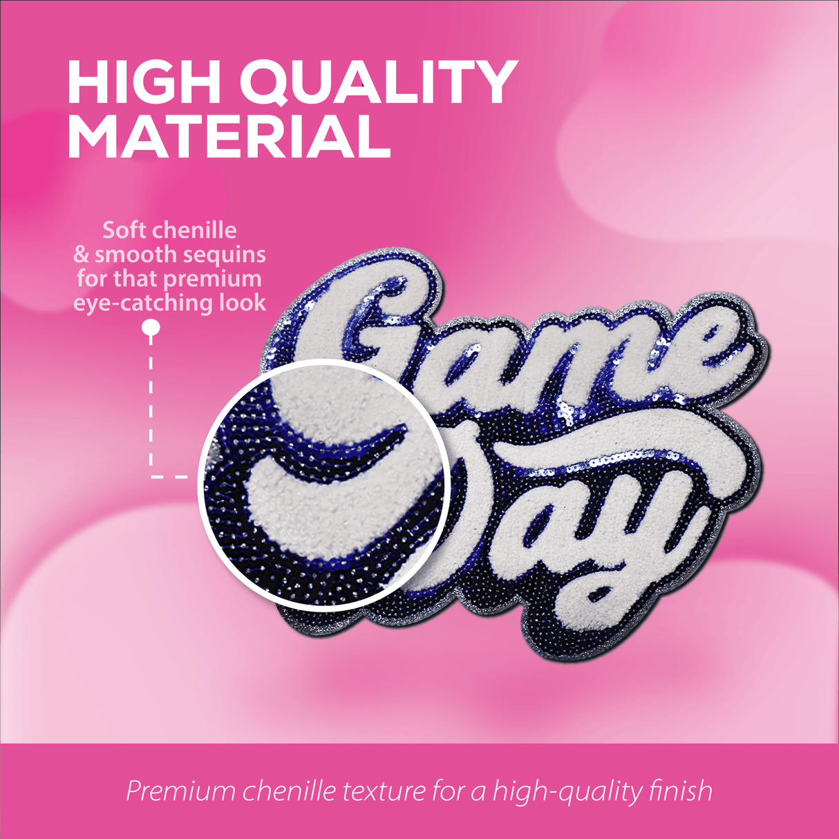 Game Day Blue Chenille Patch - Counter Culture DIY