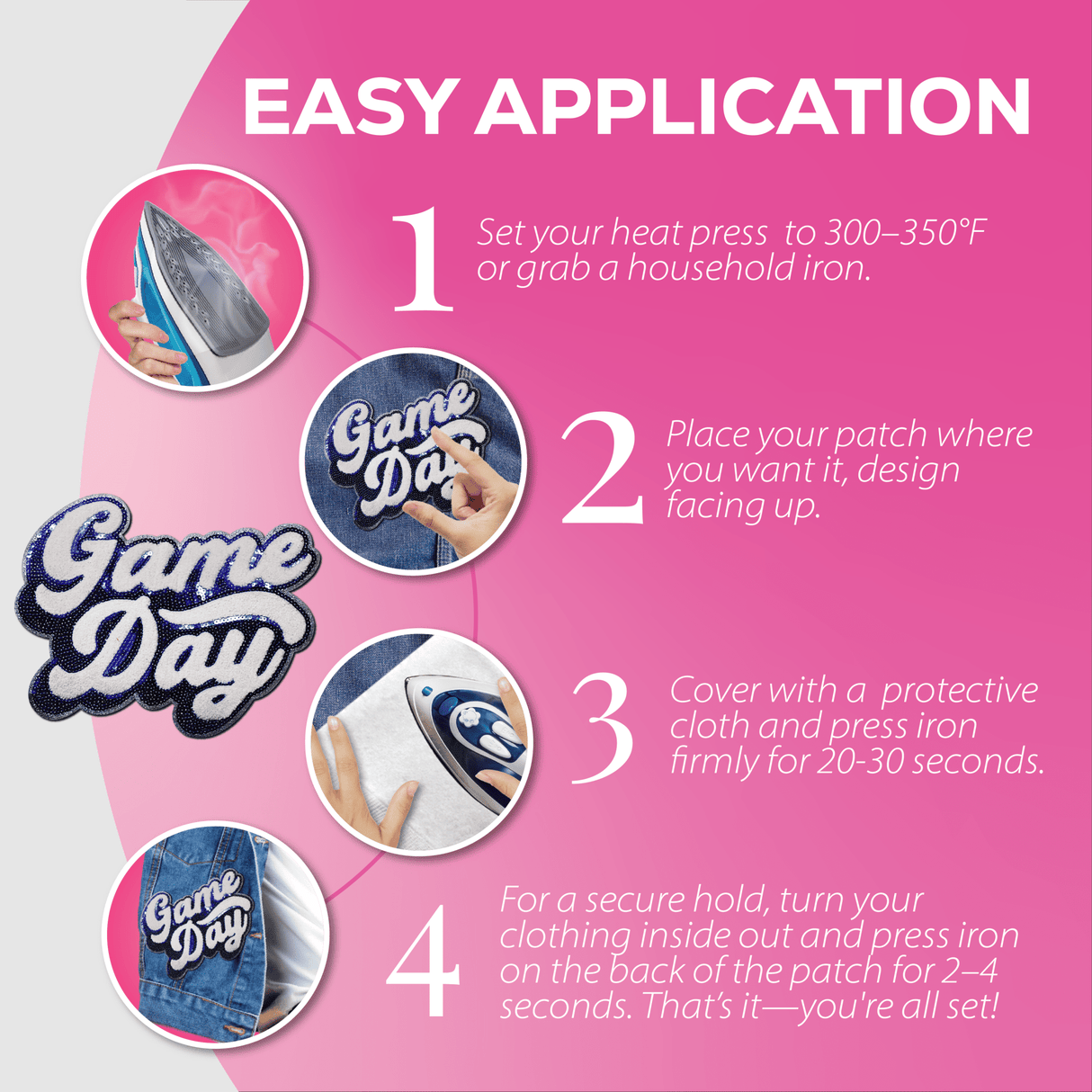 Game Day Blue Chenille Patch - Counter Culture DIY