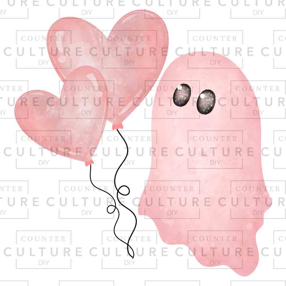Ghosty heart balloon UV DTF - Counter Culture DIY