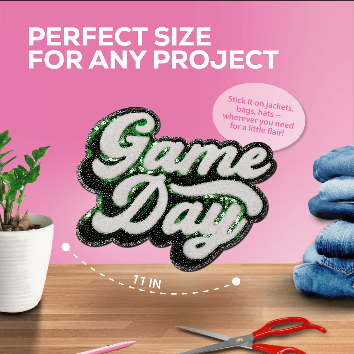 Green "Game Day" Chenille Patch - Counter Culture DIY