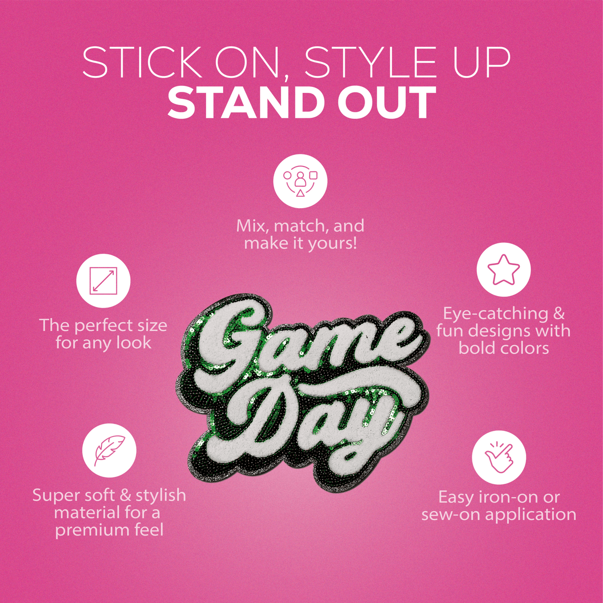 Green "Game Day" Chenille Patch - Counter Culture DIY