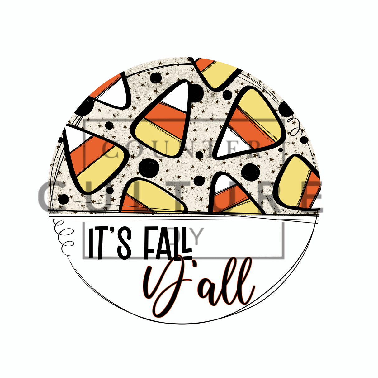 *It's Fall Y'all - 14″ Round Door Hanger Blank With DTF Transfer - Counter Culture DIY