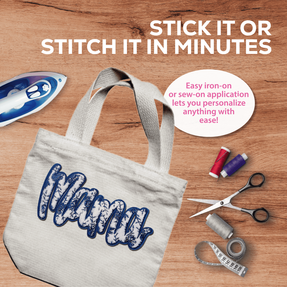 "Mama" Blue Floral Chenille Patch - Counter Culture DIY