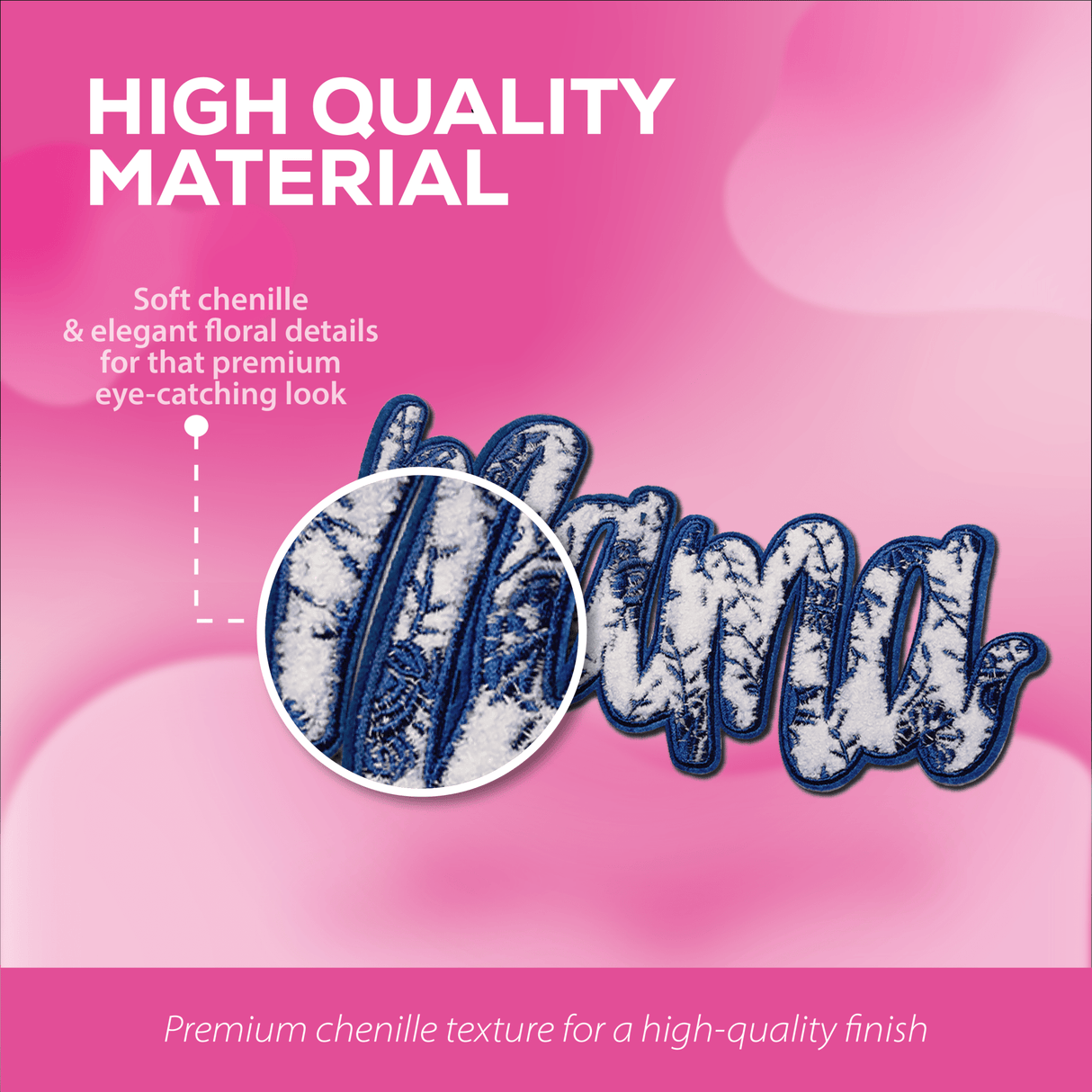 "Mama" Blue Floral Chenille Patch - Counter Culture DIY