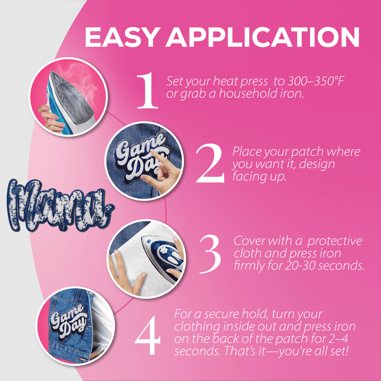 "Mama" Blue Floral Chenille Patch - Counter Culture DIY