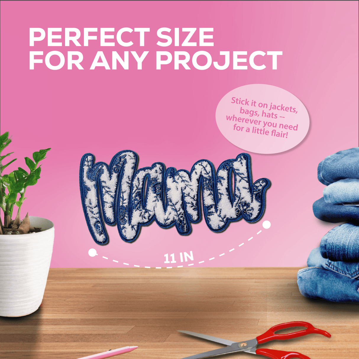 "Mama" Blue Floral Chenille Patch - Counter Culture DIY