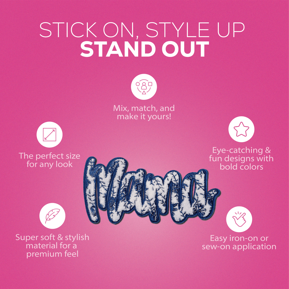 "Mama" Blue Floral Chenille Patch - Counter Culture DIY