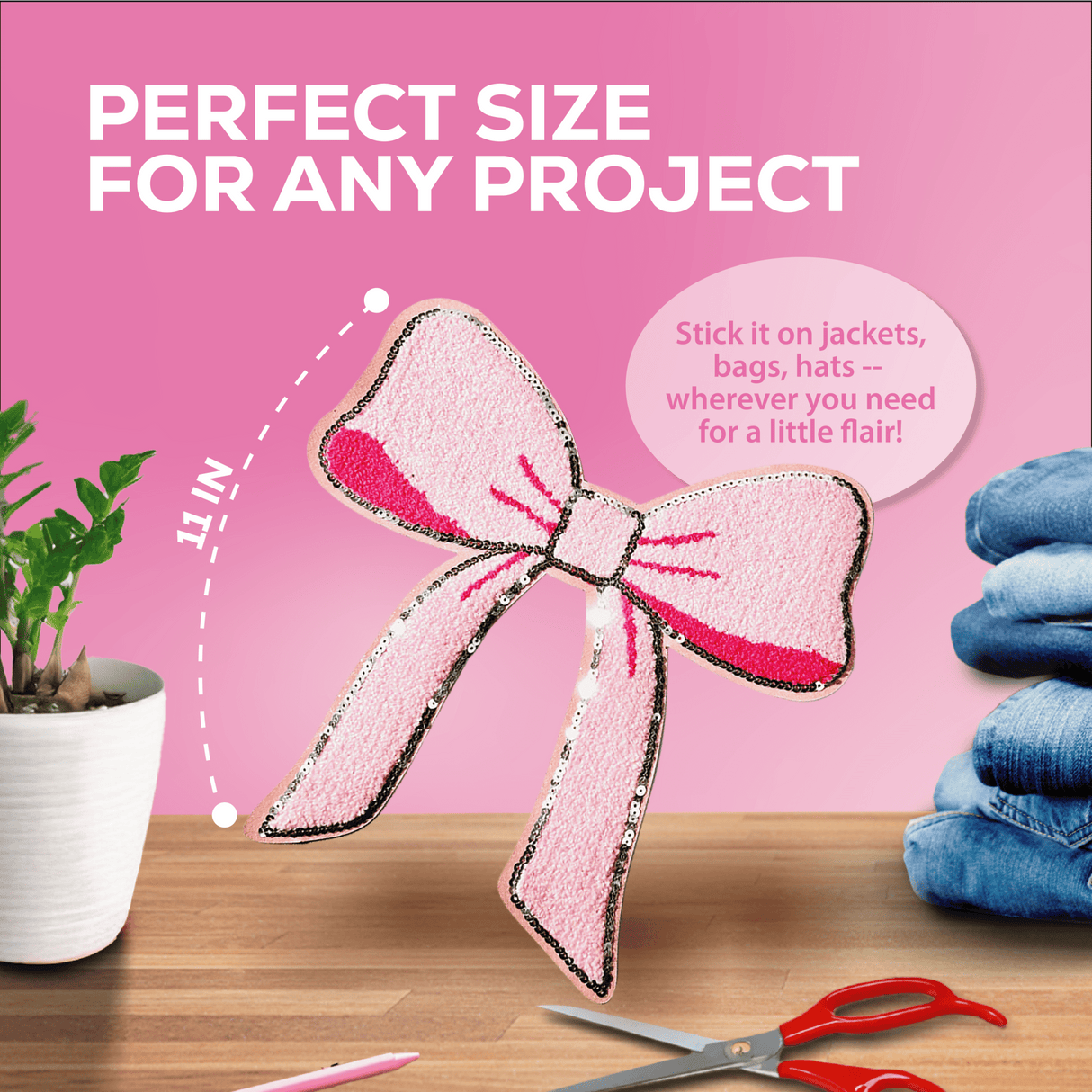 Pink Chenille Bow Patch - Counter Culture DIY