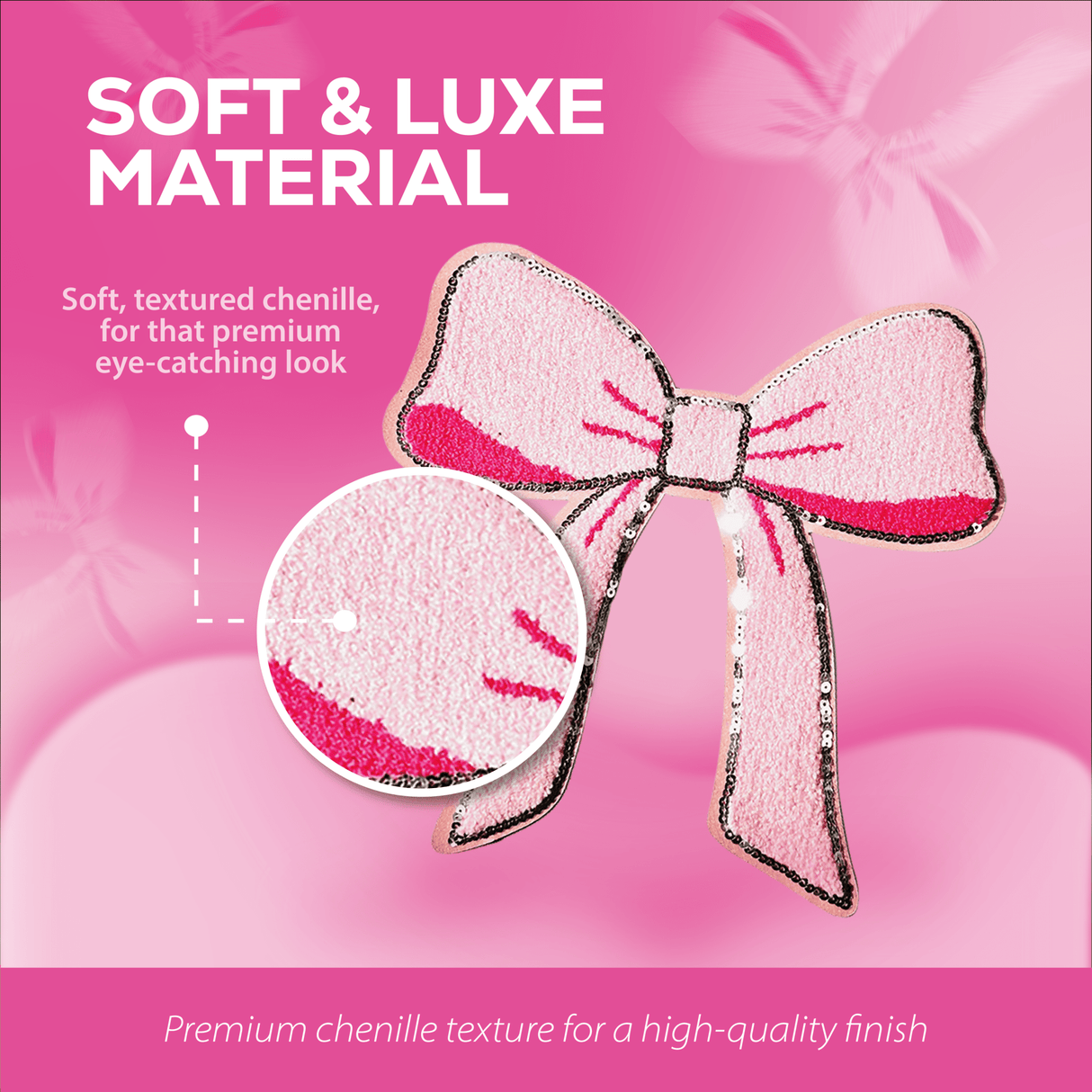 Pink Chenille Bow Patch - Counter Culture DIY