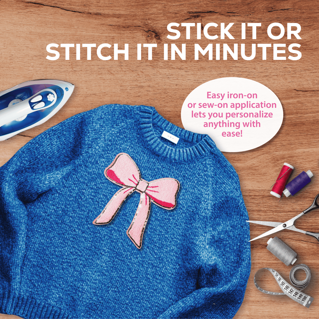 Pink Chenille Bow Patch - Counter Culture DIY