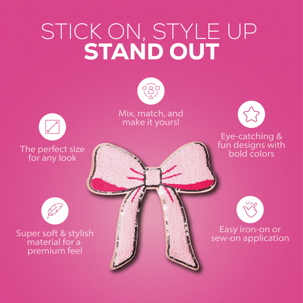 Pink Chenille Bow Patch - Counter Culture DIY