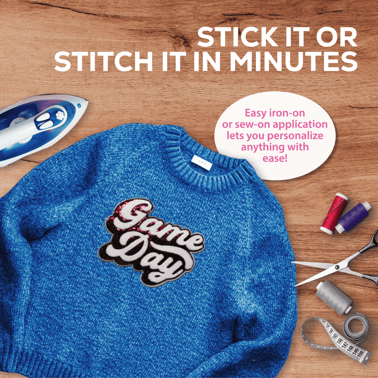 Pink "Game Day" Chenille Patch - Counter Culture DIY