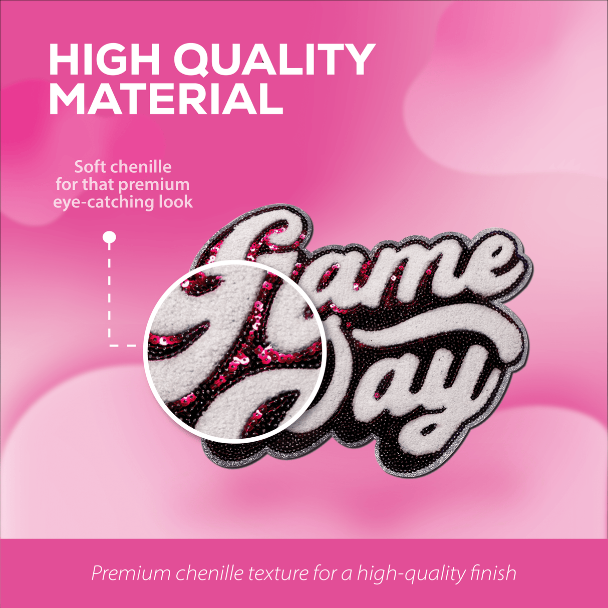 Pink "Game Day" Chenille Patch - Counter Culture DIY