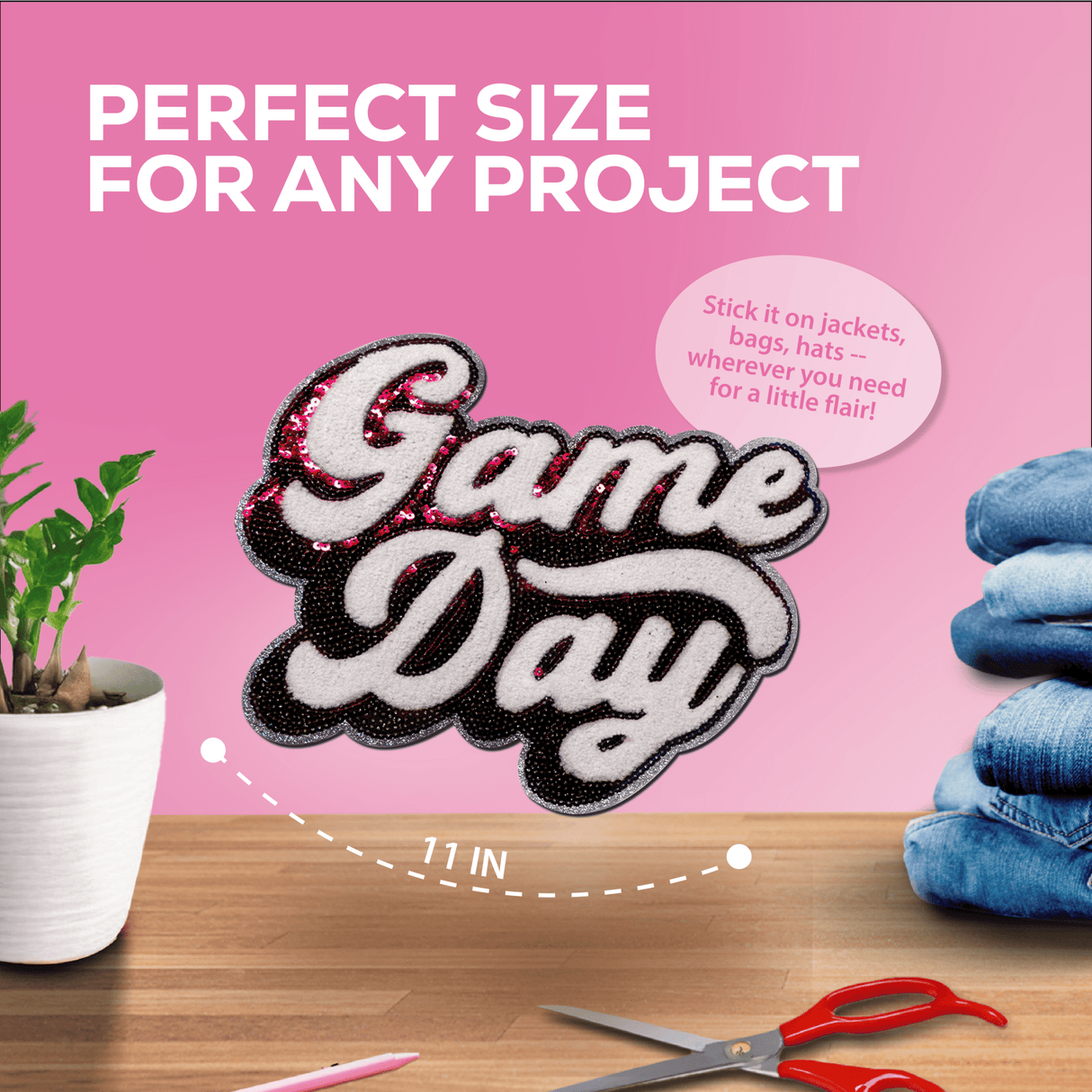 Pink "Game Day" Chenille Patch - Counter Culture DIY