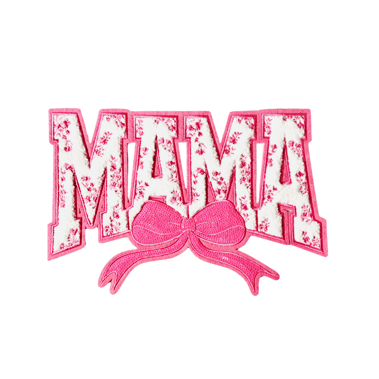 Pink "MAMA" Chenille Patch with Floral Accents & Bow - Counter Culture DIY