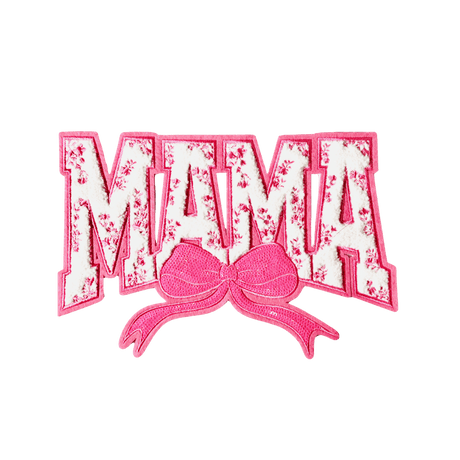 Pink "MAMA" Chenille Patch with Floral Accents & Bow - Counter Culture DIY