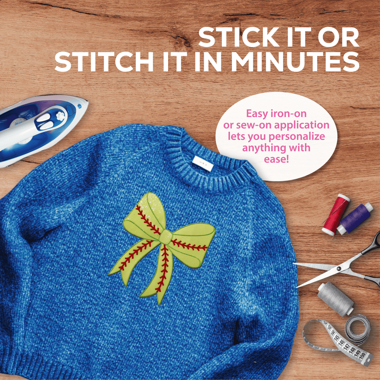 Softball Bow Chenille Patch - Counter Culture DIY