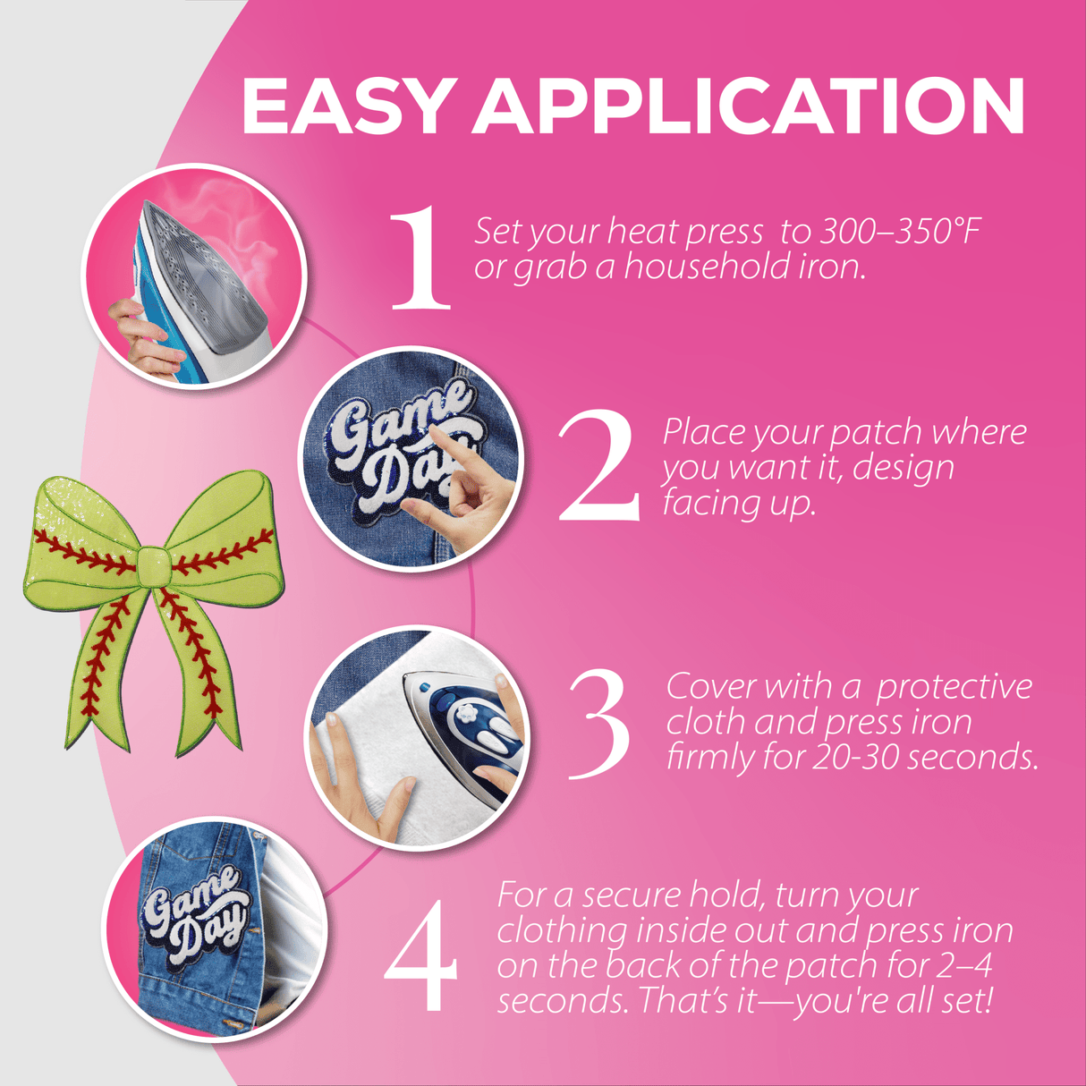 Softball Bow Chenille Patch - Counter Culture DIY