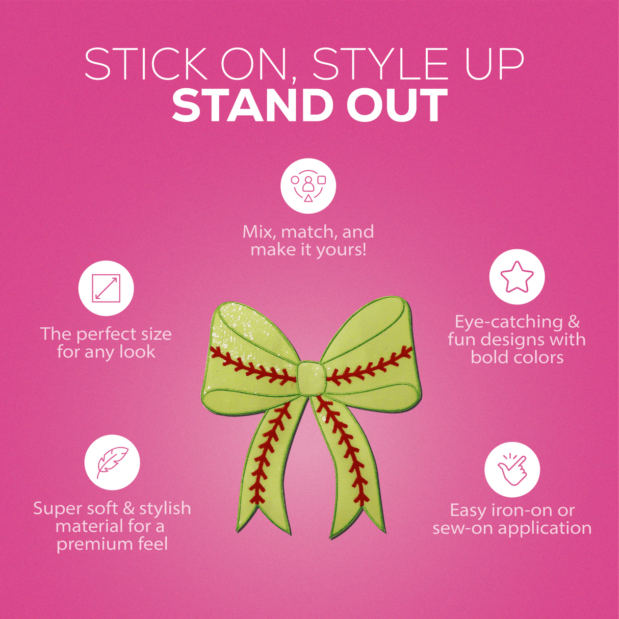 Softball Bow Chenille Patch - Counter Culture DIY