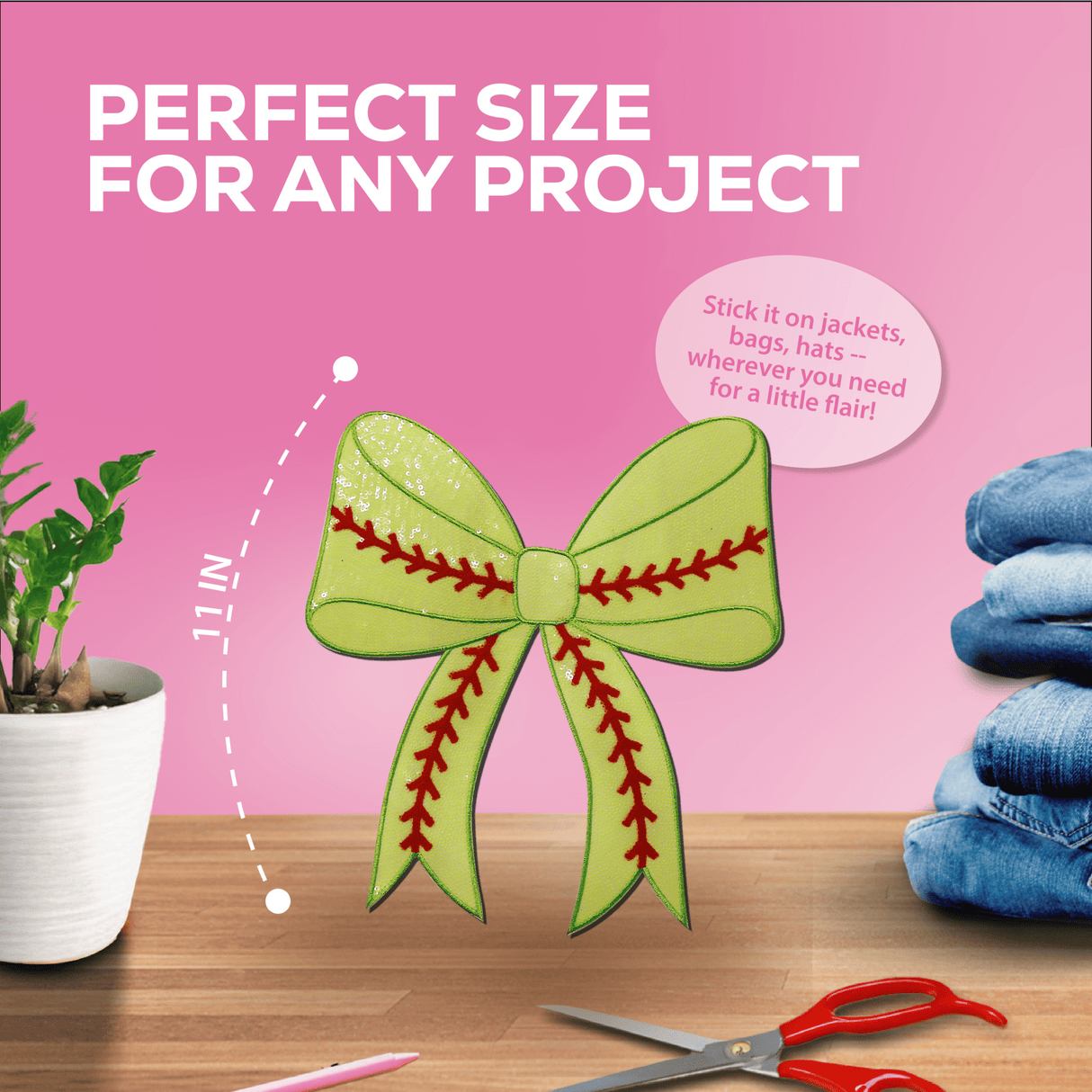 Softball Bow Chenille Patch - Counter Culture DIY