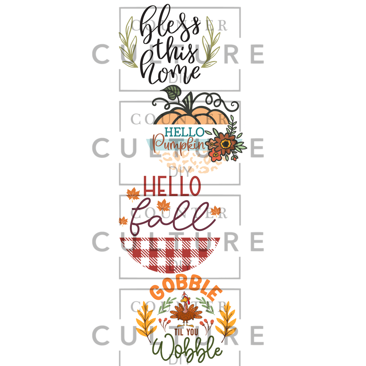 Thankful Door Signs - DTF Gang Sheet - Counter Culture DIY