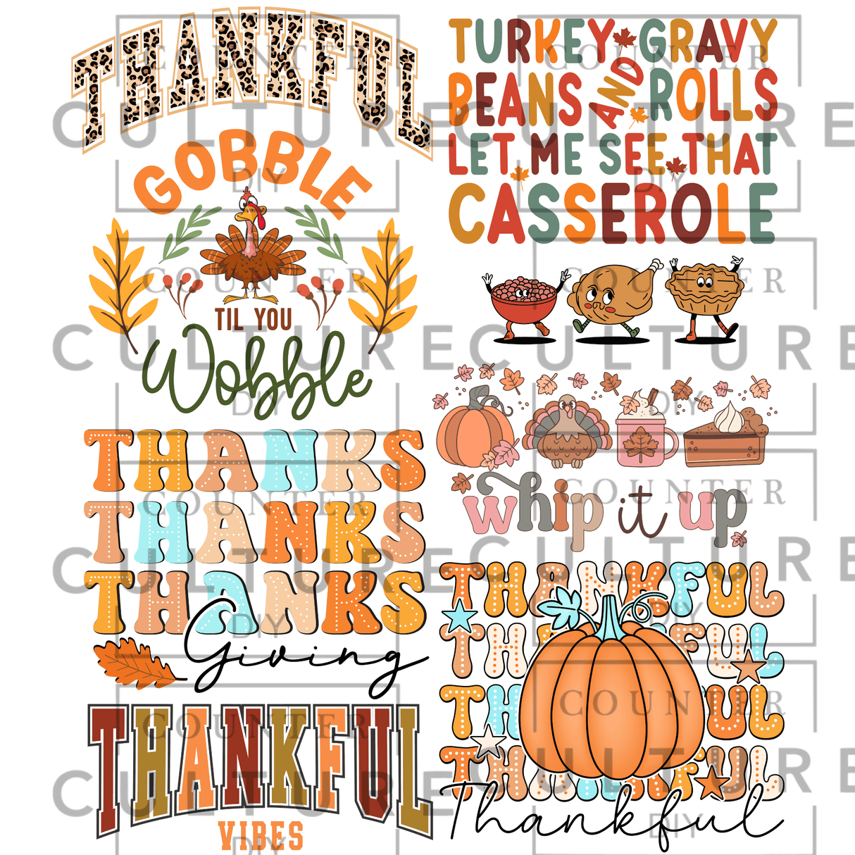 Thanksgiving DTF Gang Sheet - Counter Culture DIY