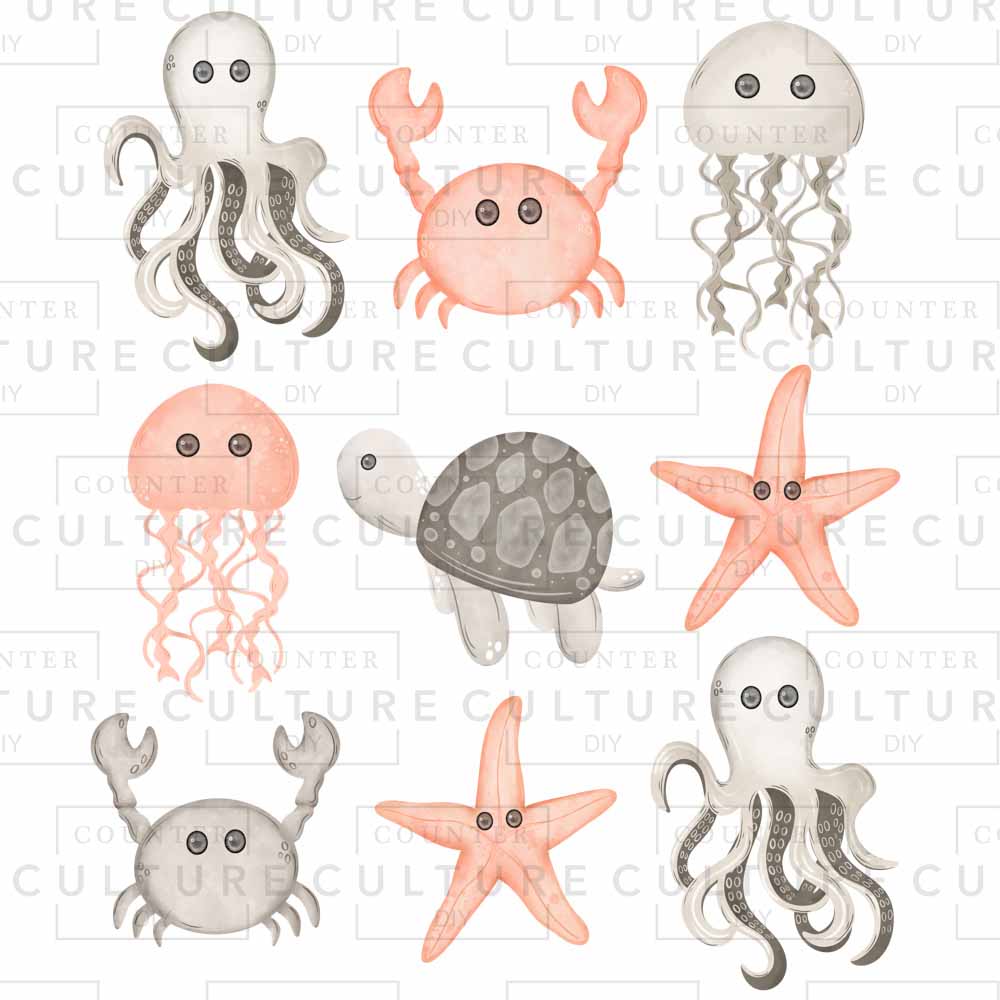 Under the Sea Grid DTF Transfer - Counter Culture DIY