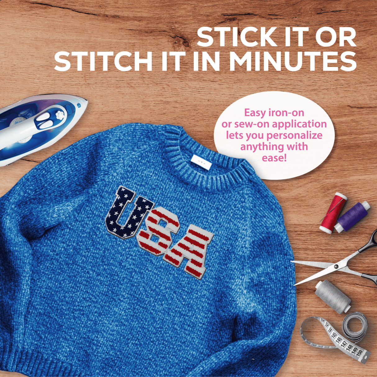 "USA" Flag Pattern Patch – Chenille Patch - Counter Culture DIY