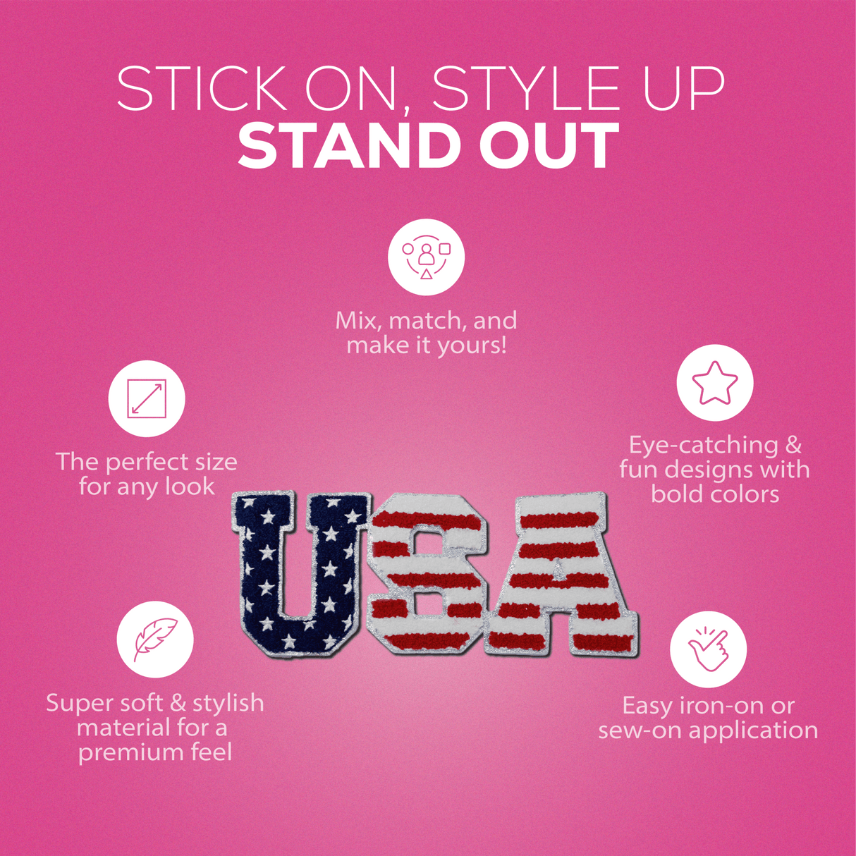 "USA" Flag Pattern Patch – Chenille Patch - Counter Culture DIY