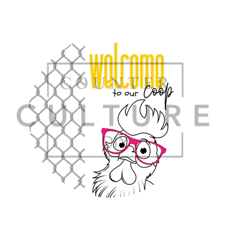 Welcome Chicken - DTF circular door hanger - Counter Culture DIY