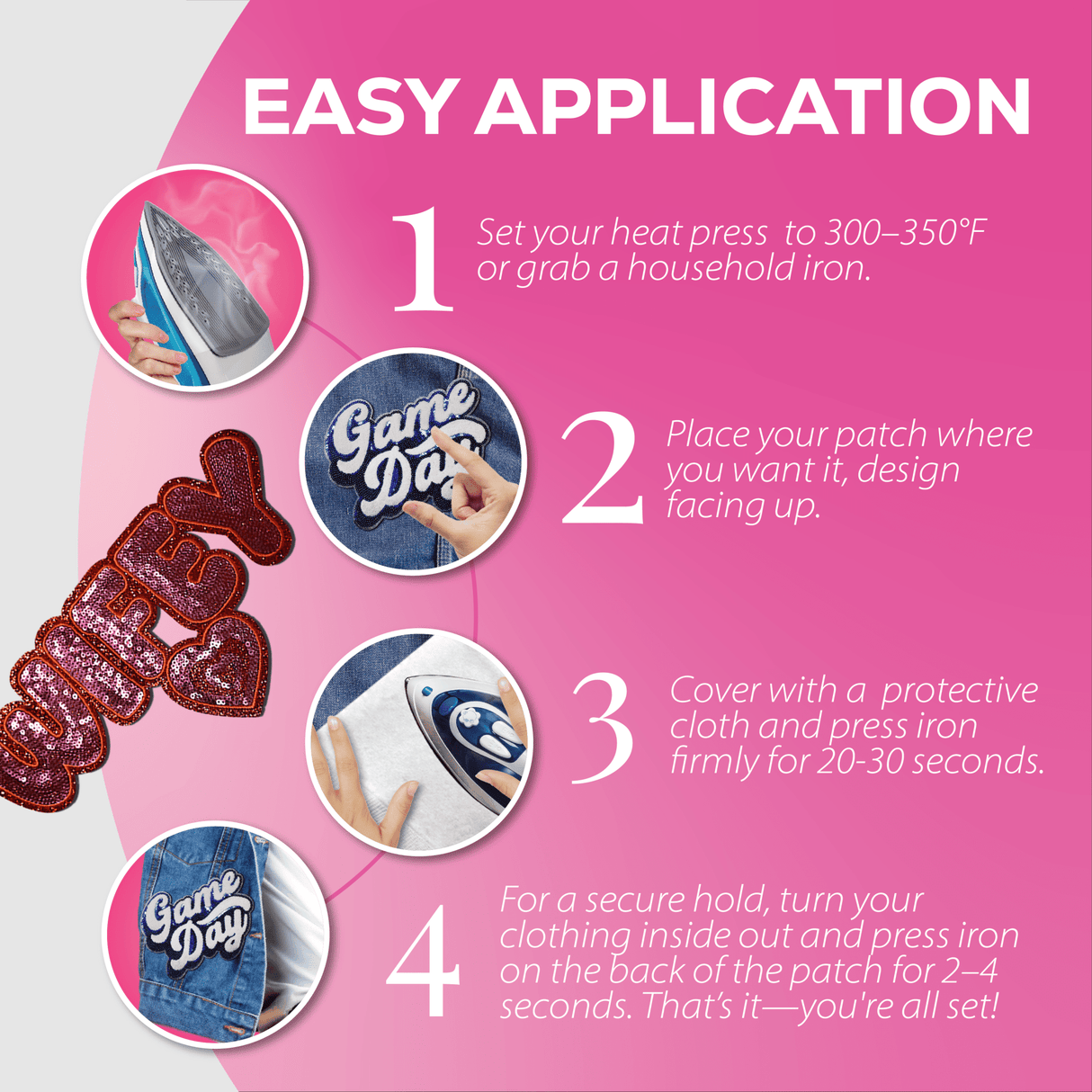 "Wifey" Red Heart sequin Chenille Patch - Counter Culture DIY