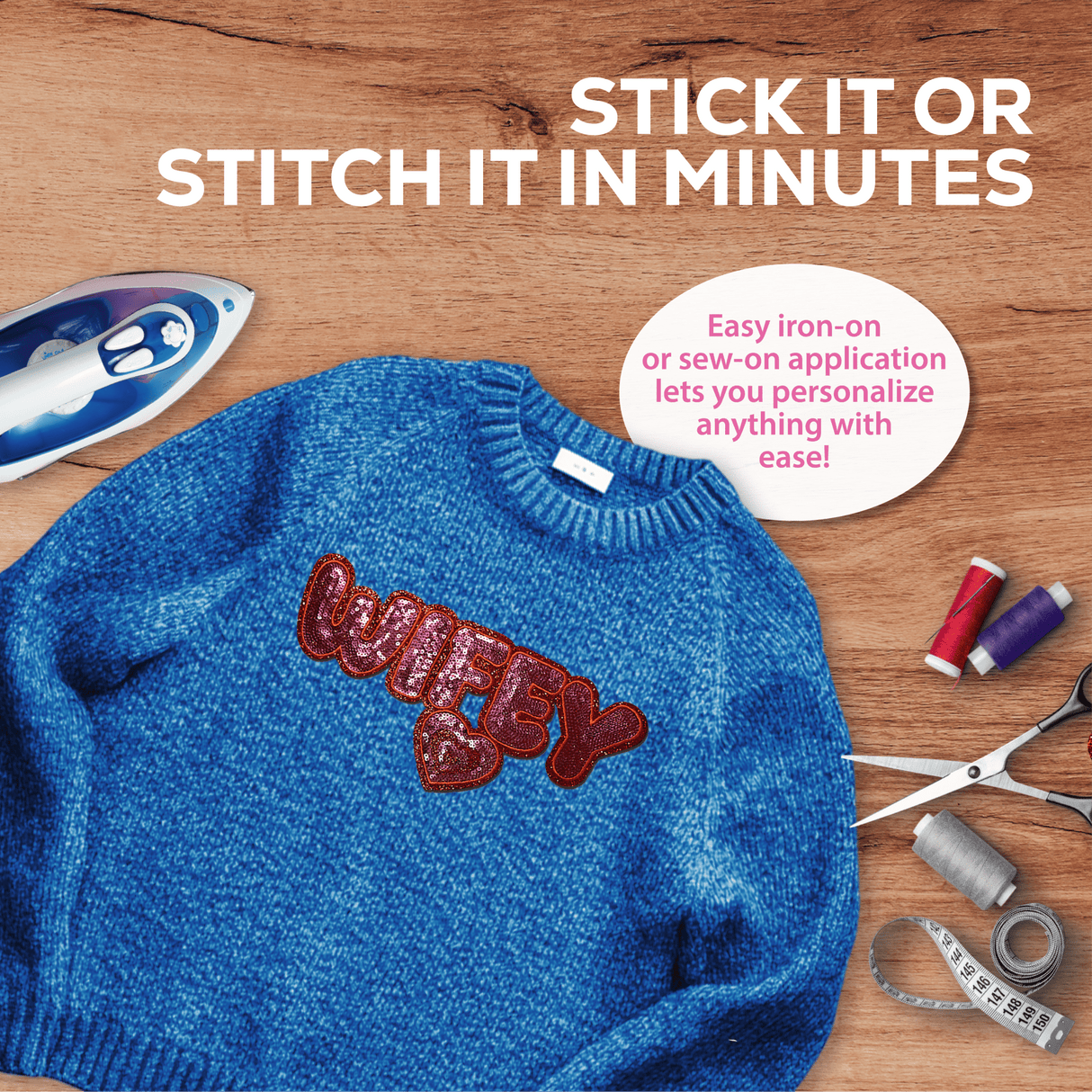 "Wifey" Red Heart sequin Chenille Patch - Counter Culture DIY