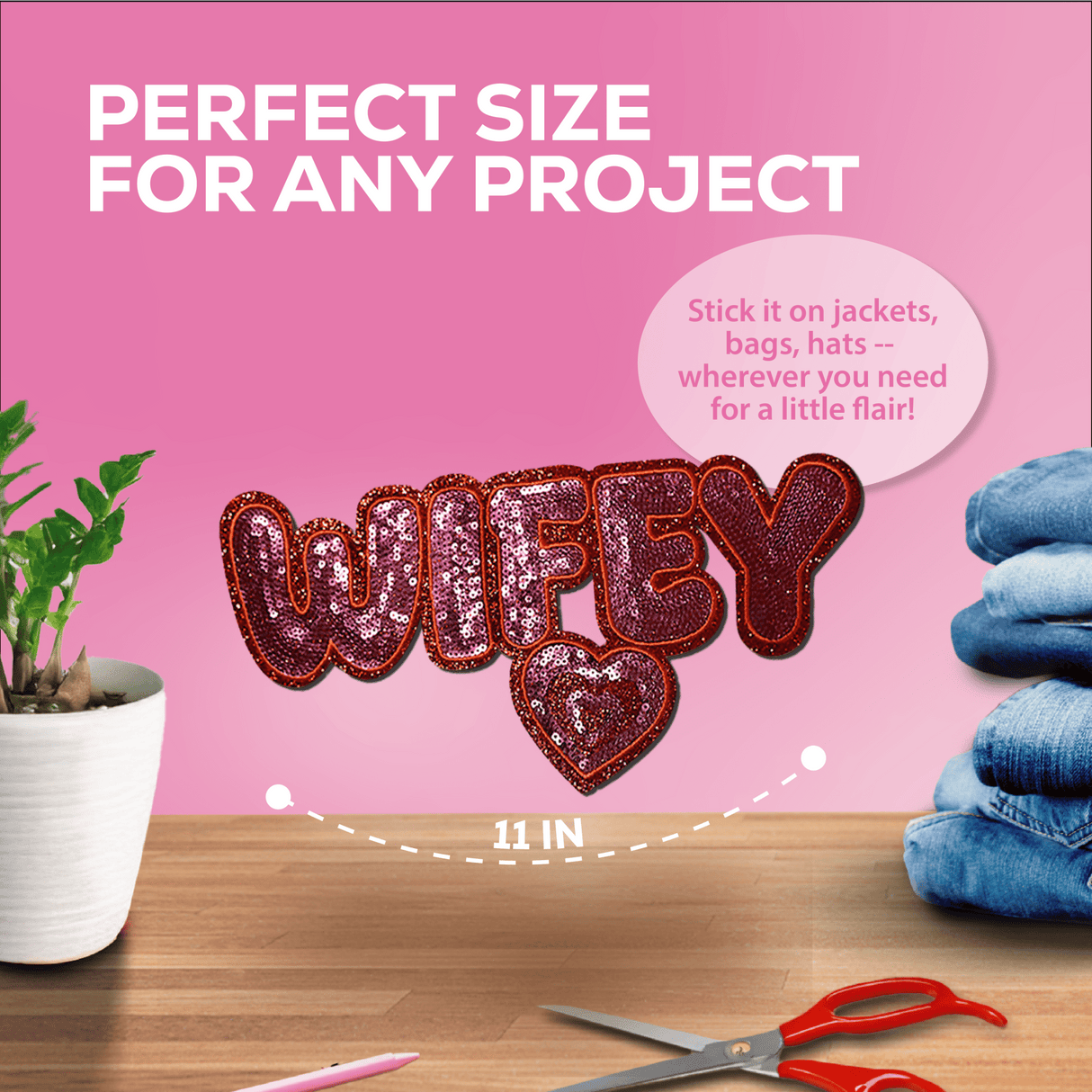 "Wifey" Red Heart sequin Chenille Patch - Counter Culture DIY