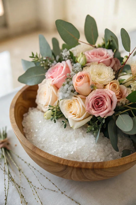 Fresh wedding bouquet with roses ready for drying and flower preservation