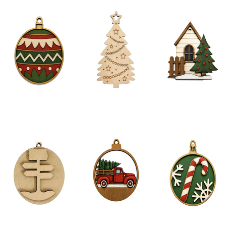 Paintable Laser-Cut Christmas Ornament Blanks