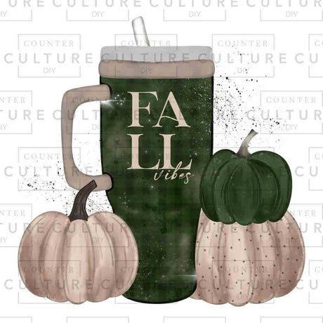 Fall cup and pumpkins UV DTF transfer