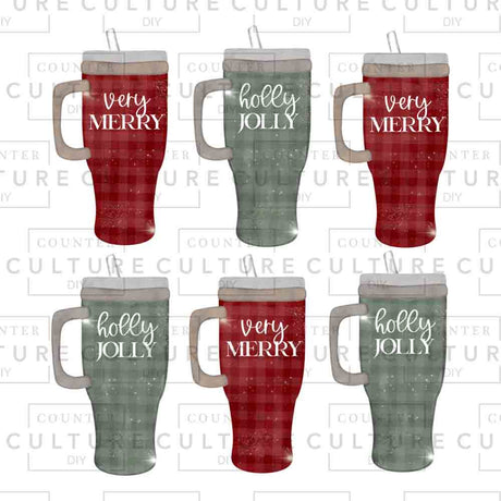 Christmas cups grid UV DTF transfer