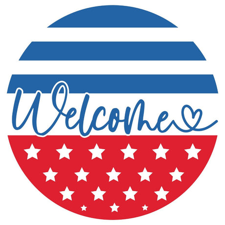 14" Laser Cut Wooden DIY Door Hanger Kit - Americana "Welcome" - Counter Culture DIY