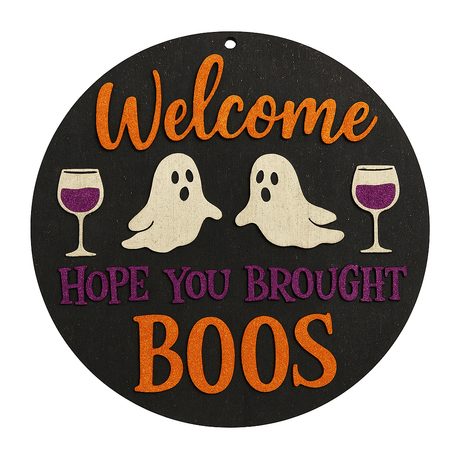 14" Laser Cut Wooden Door Hanger Kit - Welcome Boo's - Counter Culture DIY