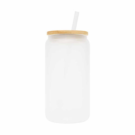 16oz Glass Sublimation Cup With Bamboo Lid