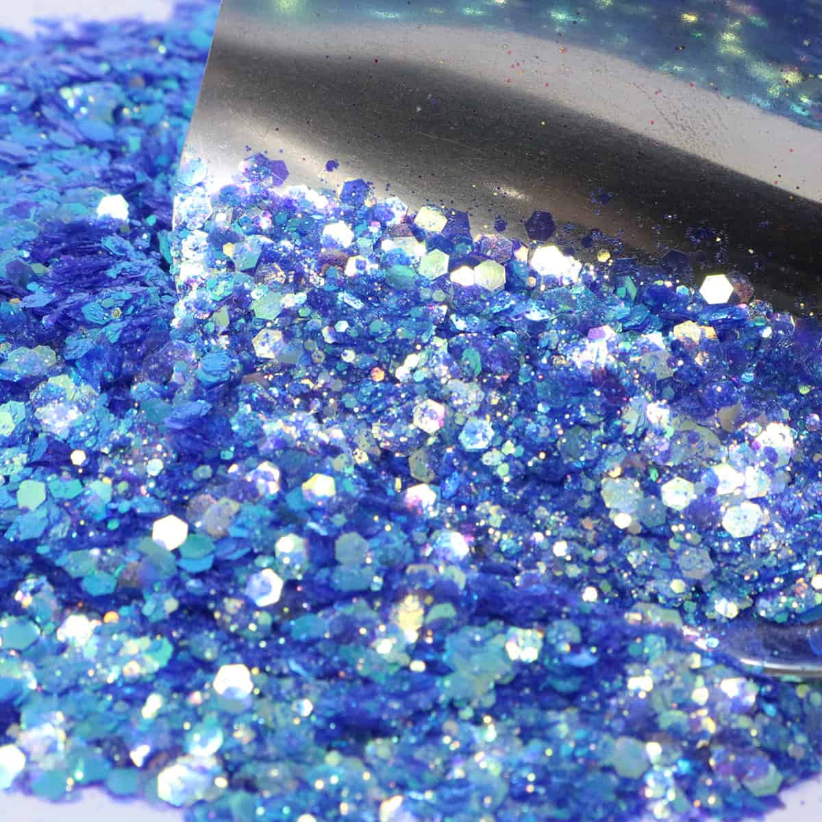 Flaky blue glitter