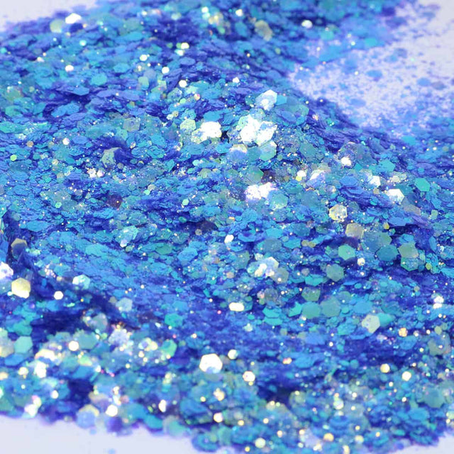 Flaky blue glitter