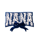 "Nana" Blue Floral with blue bow Chenille Patch