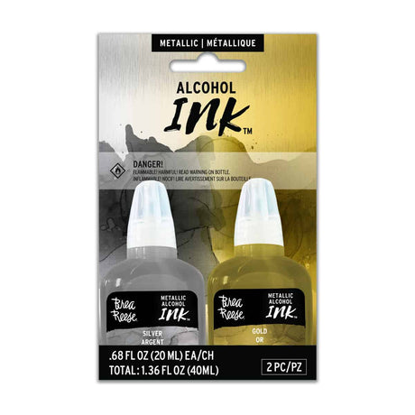 2 pack of silver and gold alcohol ink
