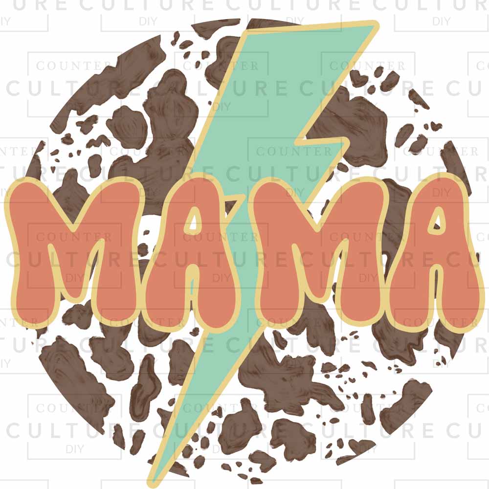 Mama Cow Circle (White Background) DTF Transfer